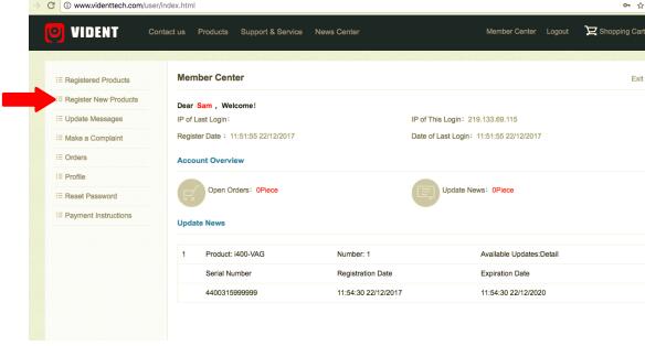 vident iauto702 pro registration update 8